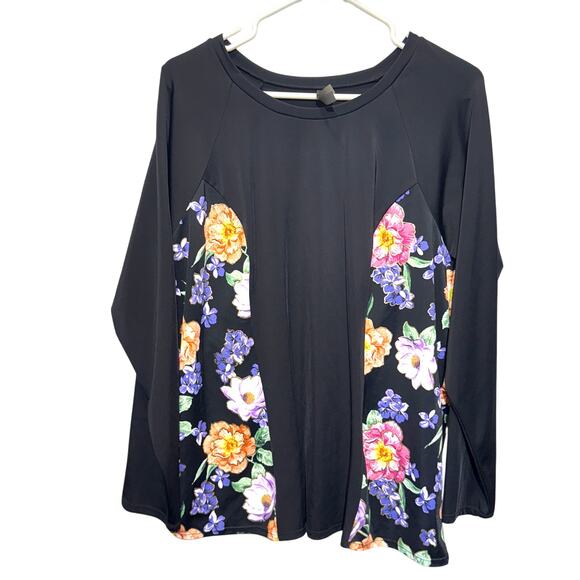 Torrid Gold Trim Floral Long Sleeve Rash Guard Size 3 - Picture 1 of 10
